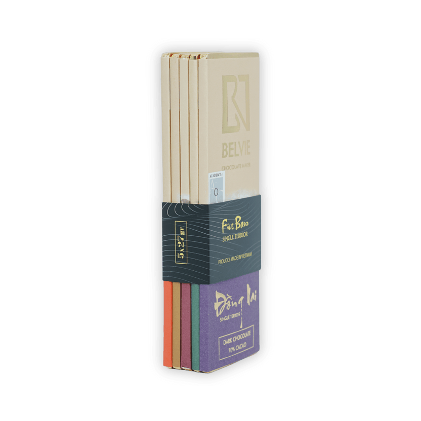 Belvie Mini Bar Gift Set: 5 sleek single-origin dark chocolate bars