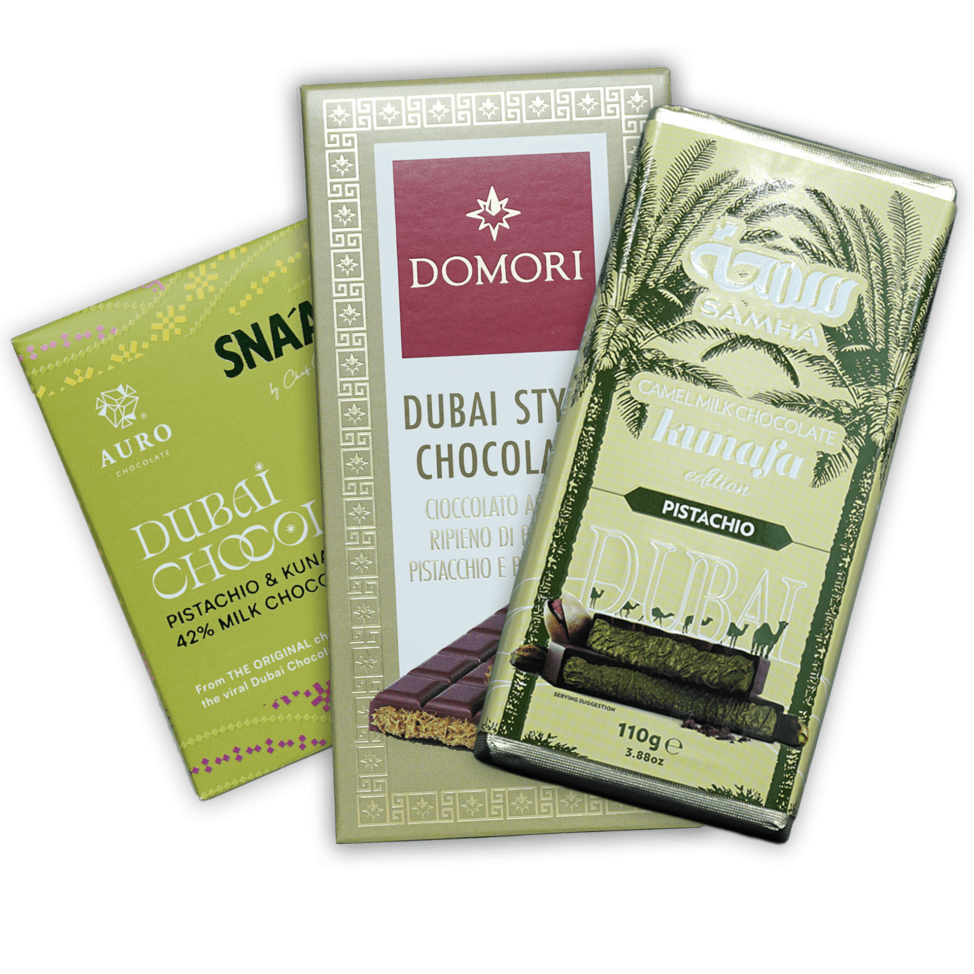Best Dubai Chocolate Bundle kunafa edition green bar with palm trees