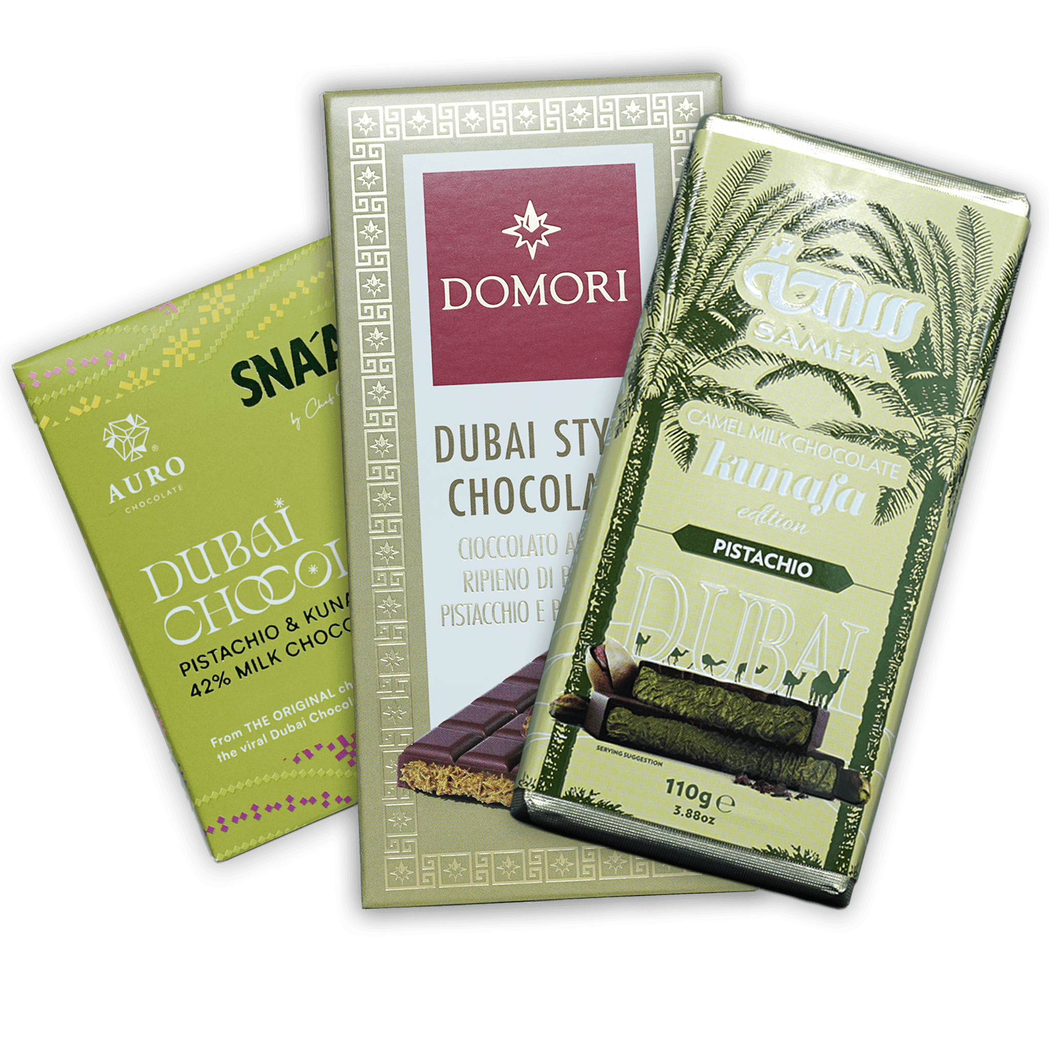 Best Dubai Chocolate Bundle kunafa edition green bar with palm trees