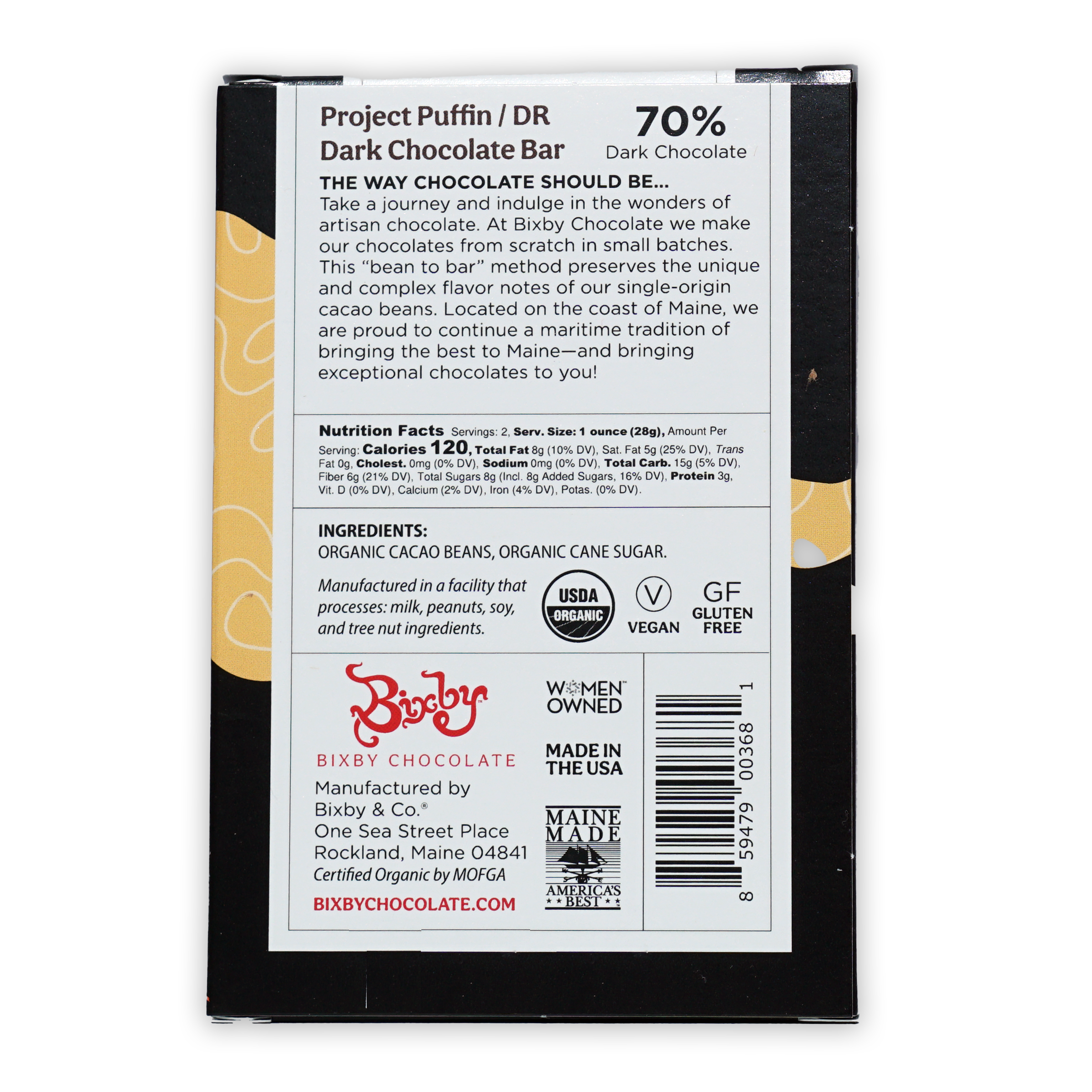 Bixby Dark Chocolate Dominican Republic 70% black wrapper