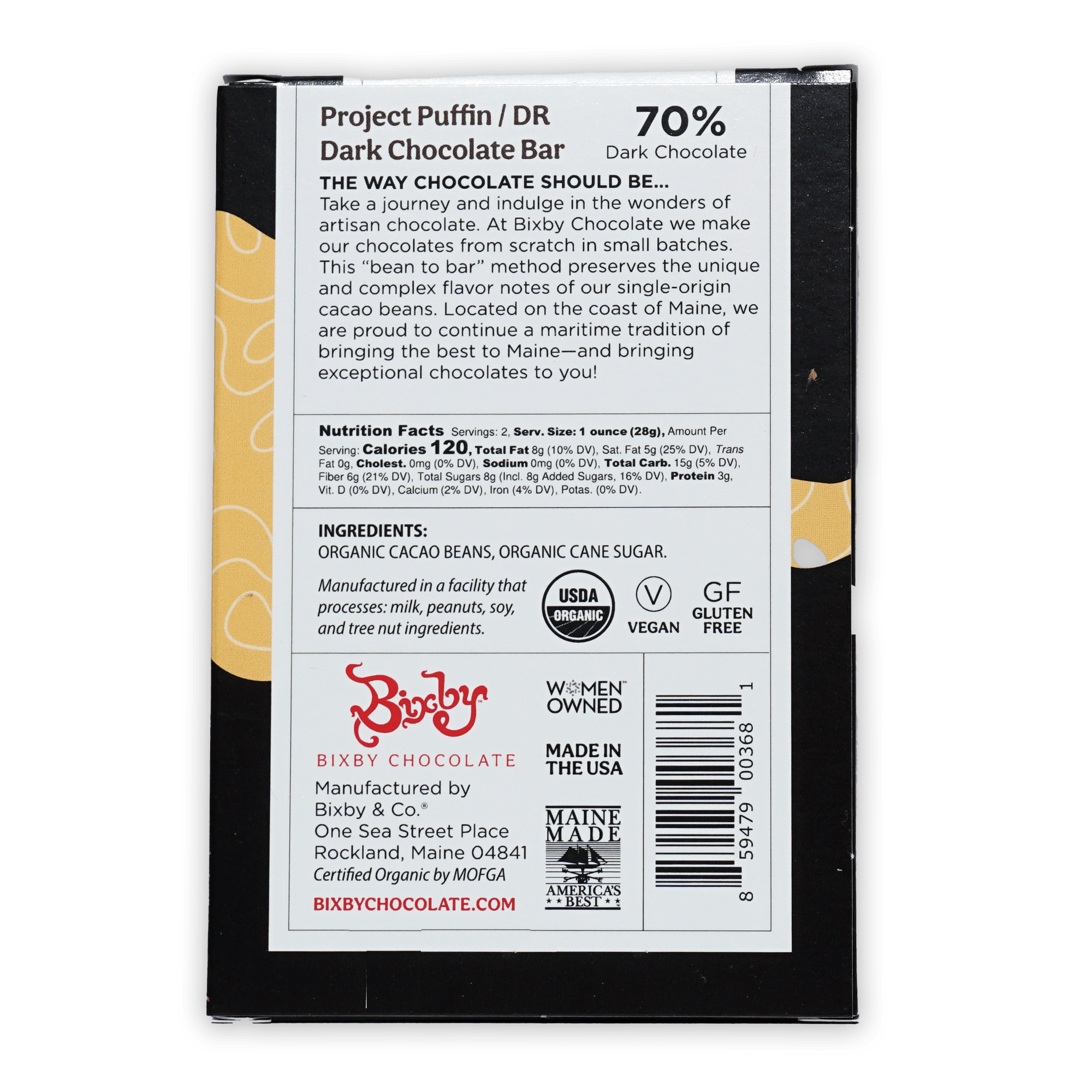 Bixby Dark Chocolate Dominican Republic 70% black wrapper