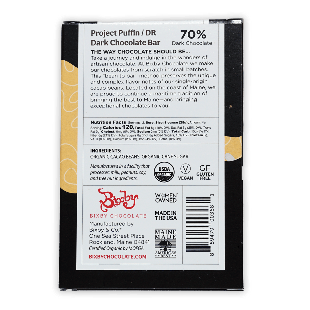Bixby Dark Chocolate Dominican Republic 70% black wrapper
