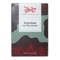 Bixby Dark Chocolate Espresso Bar 70% in sleek matte box with red teal swirls