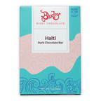 Bixby Dark Chocolate Haiti 70% bar in teal pink package with blue waves