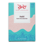 Bixby Dark Chocolate Haiti 70% bar in teal pink package with blue waves