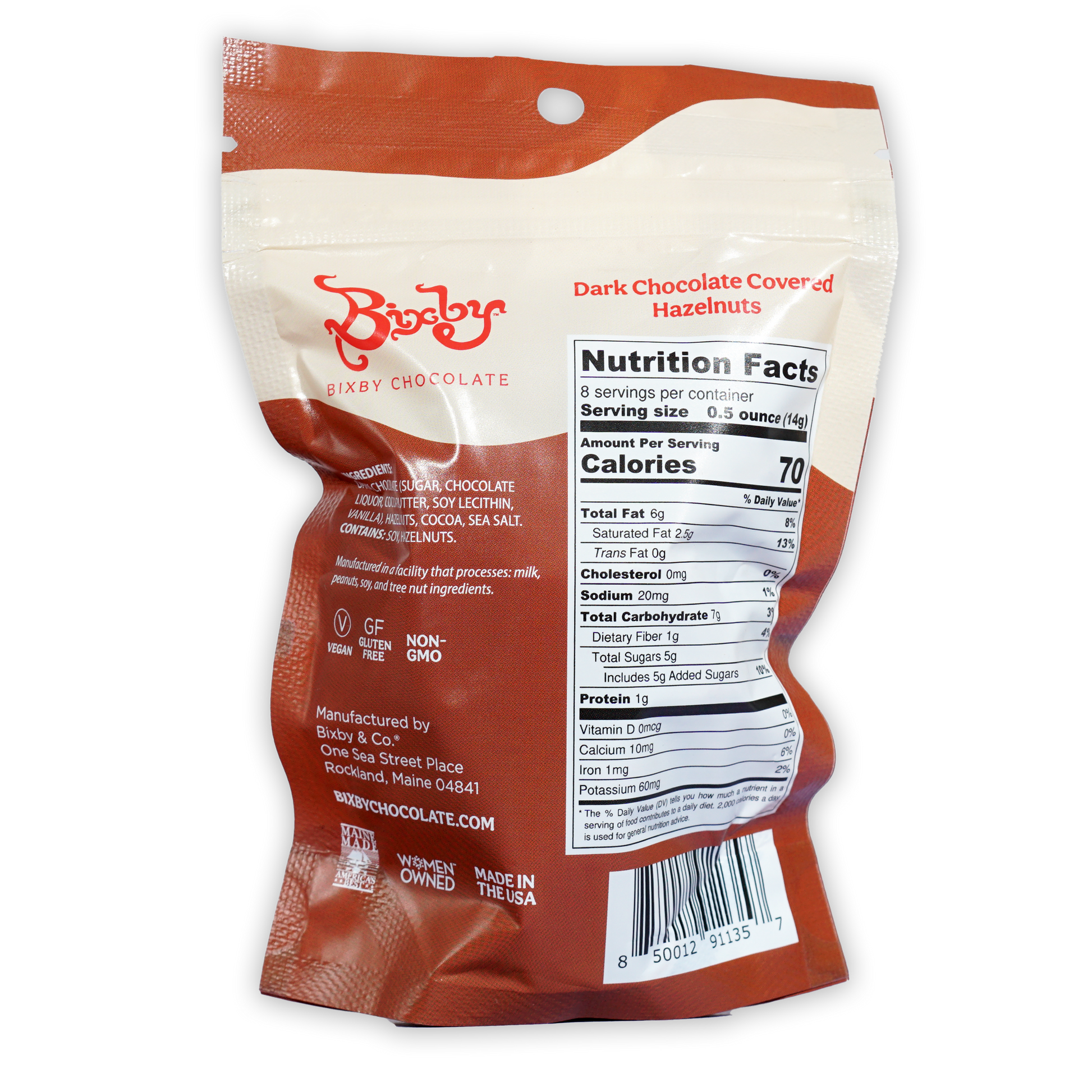 Buddy Chocolate packaging with nutrition facts label on a white background