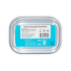 Bixby Tinned Dark Chocolate Sardines in transparent plastic container