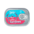 Bixby tinned dark chocolate sardines in silver tin with colorful label