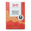 Bixby Split Rock Bourbon dark chocolate bar in red orange package