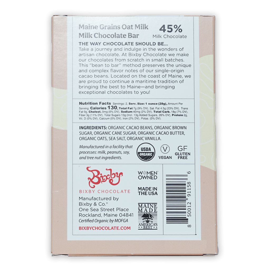 Bixby Main Grains Oat Milk Chocolate 45% light beige wrapper