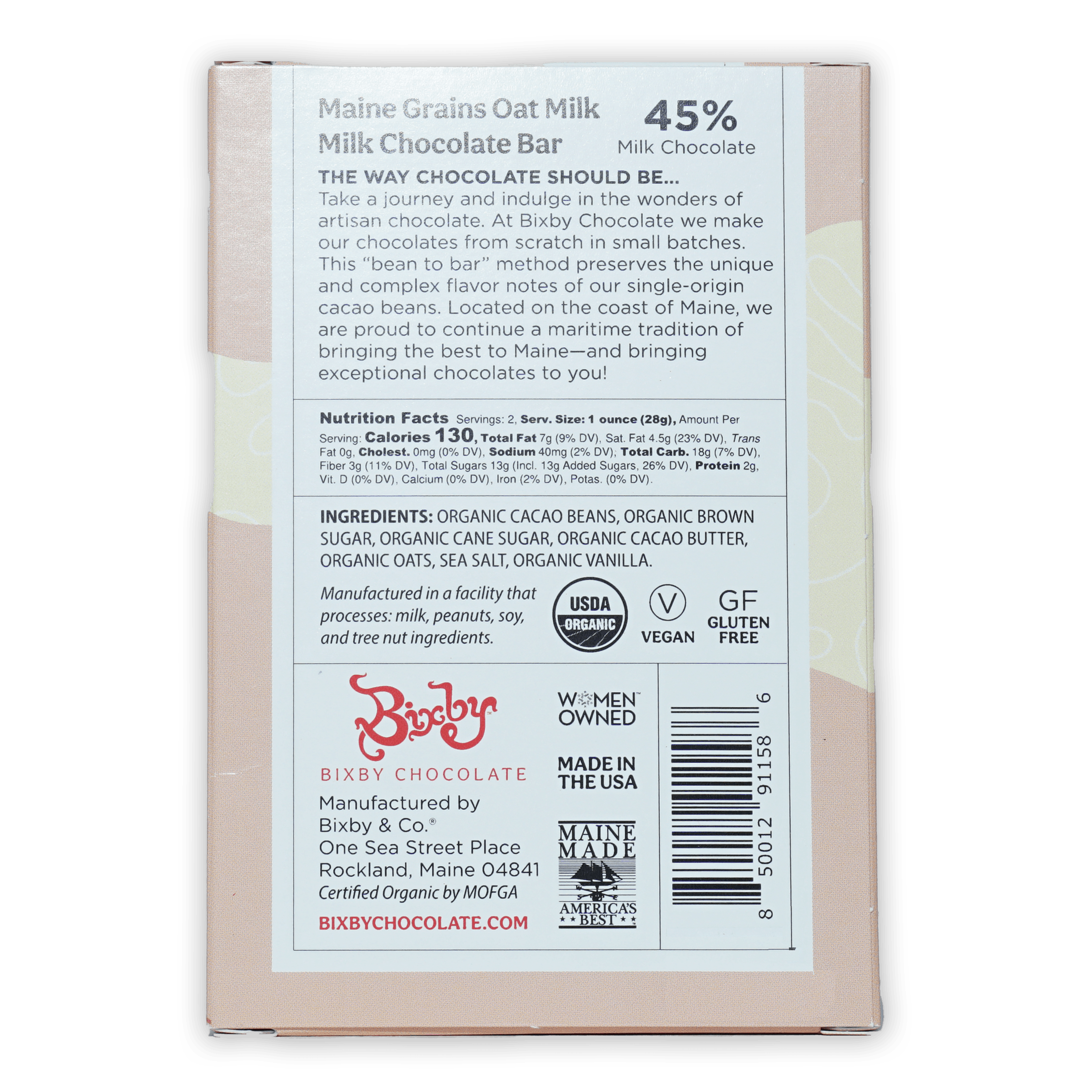 Bixby Main Grains Oat Milk Chocolate 45% light beige wrapper