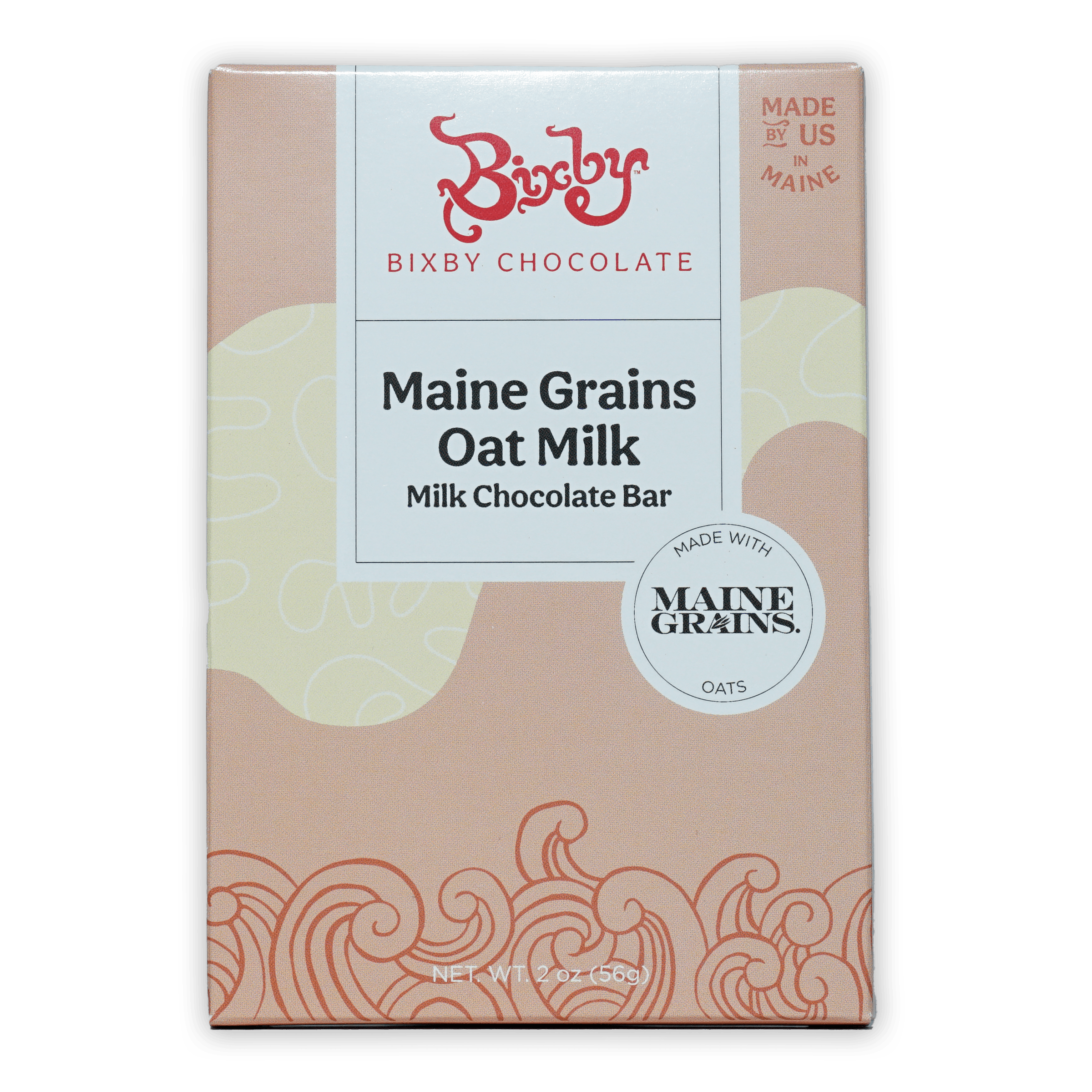 Bixby Main Grains Oat Milk 45% Chocolate Bar in Pink Cream Box