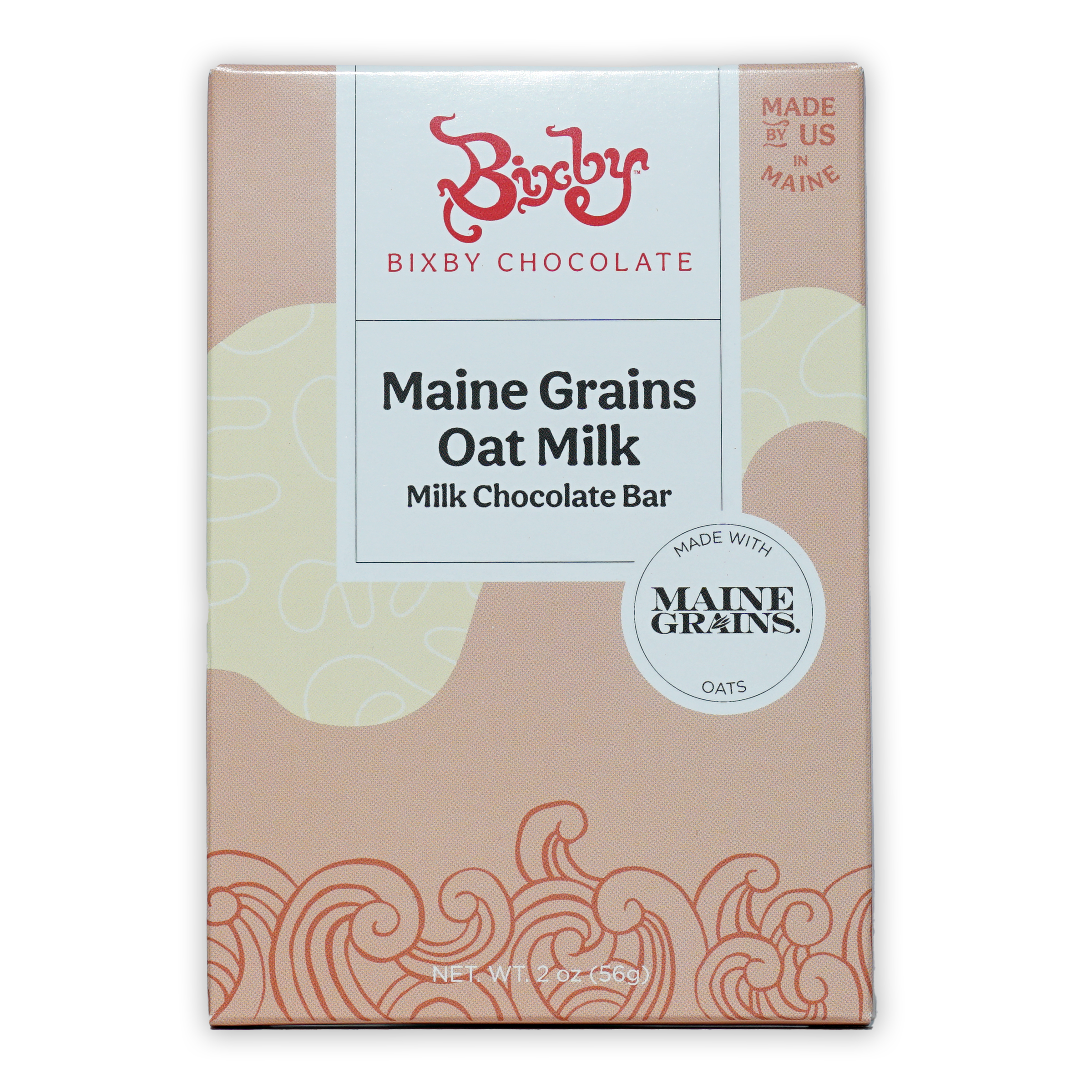 Bixby Main Grains Oat Milk 45% Chocolate Bar in Pink Cream Box