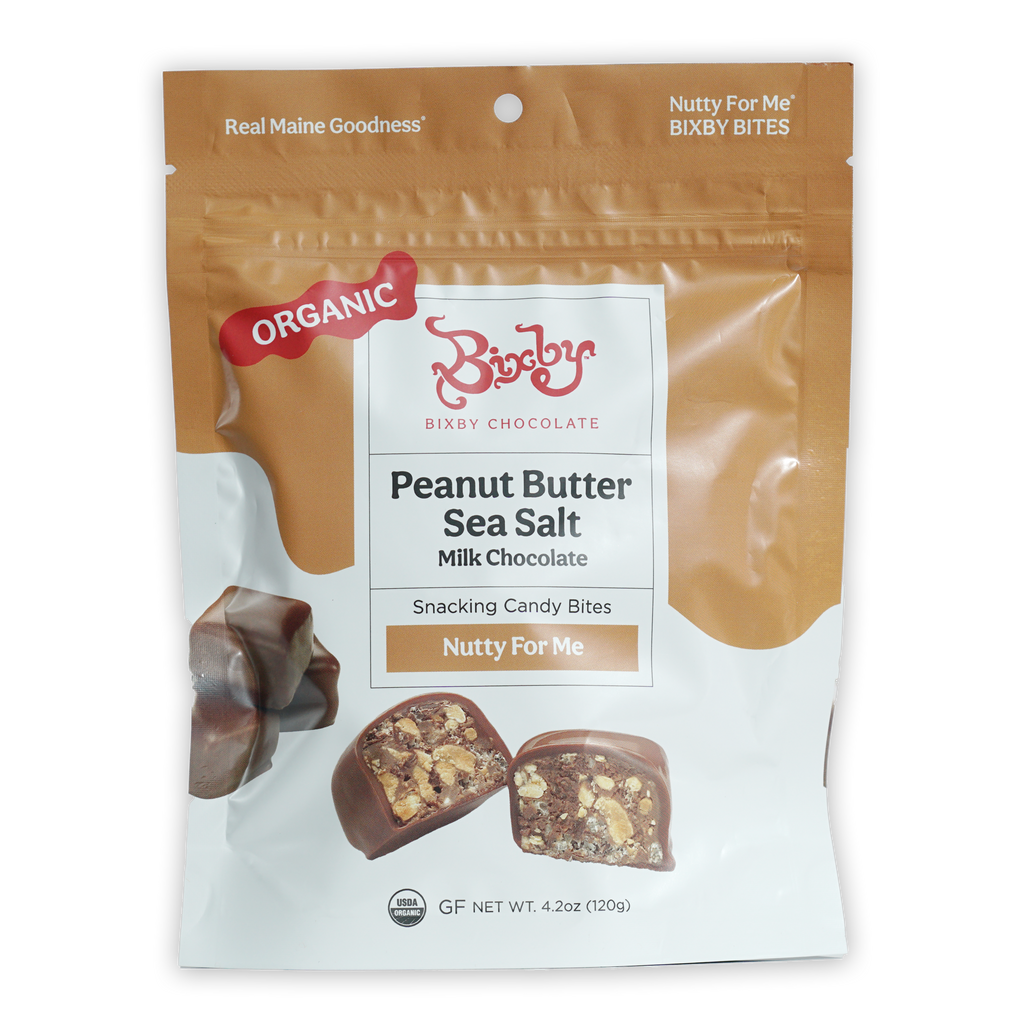 Bixby Nutty for Me organic peanut butter sea salt chocolate bites pouch