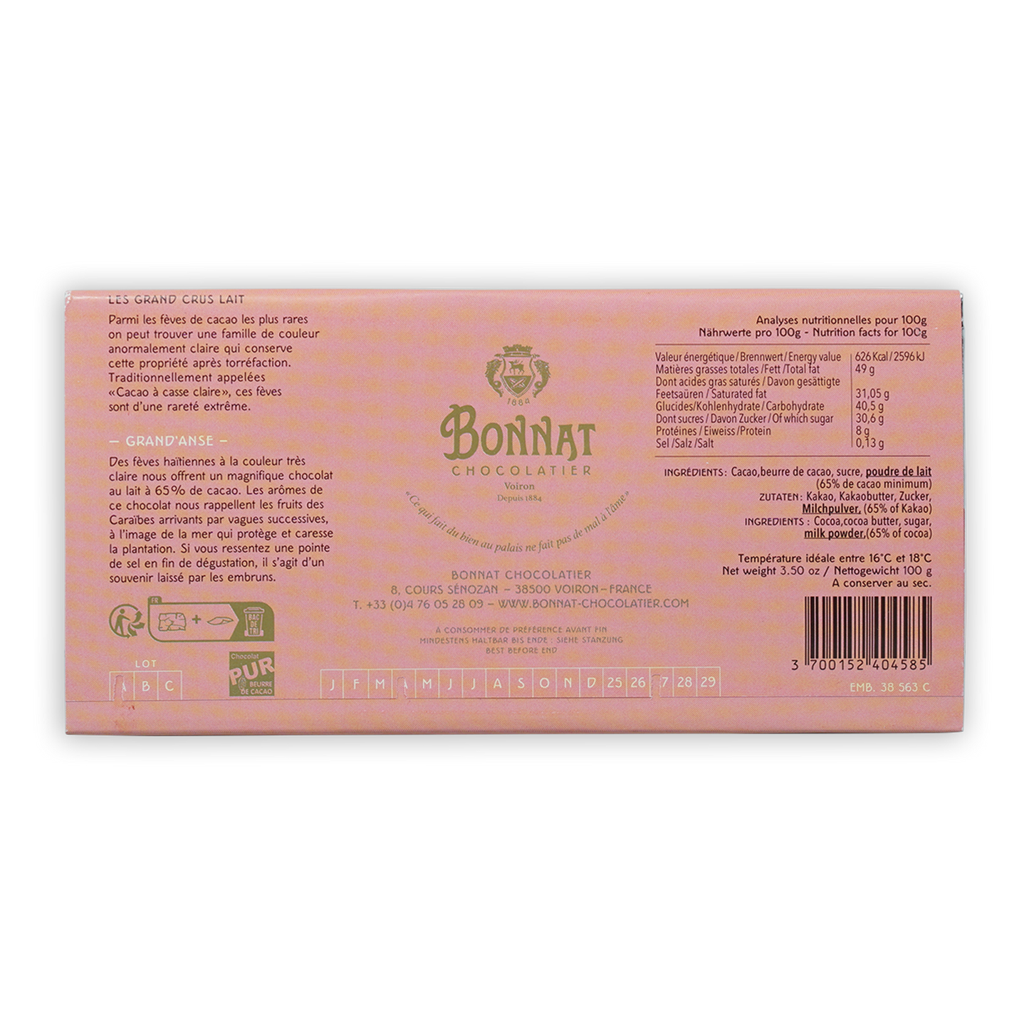 Bonnat Grand'Anse Haiti Milk 65%