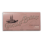 Bonnat Mana Philippines Milk 65% pink bar with gold lettering and cathedral illustration