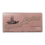 Bonnat Mana Philippines Milk 65% pink bar with gold lettering and cathedral illustration