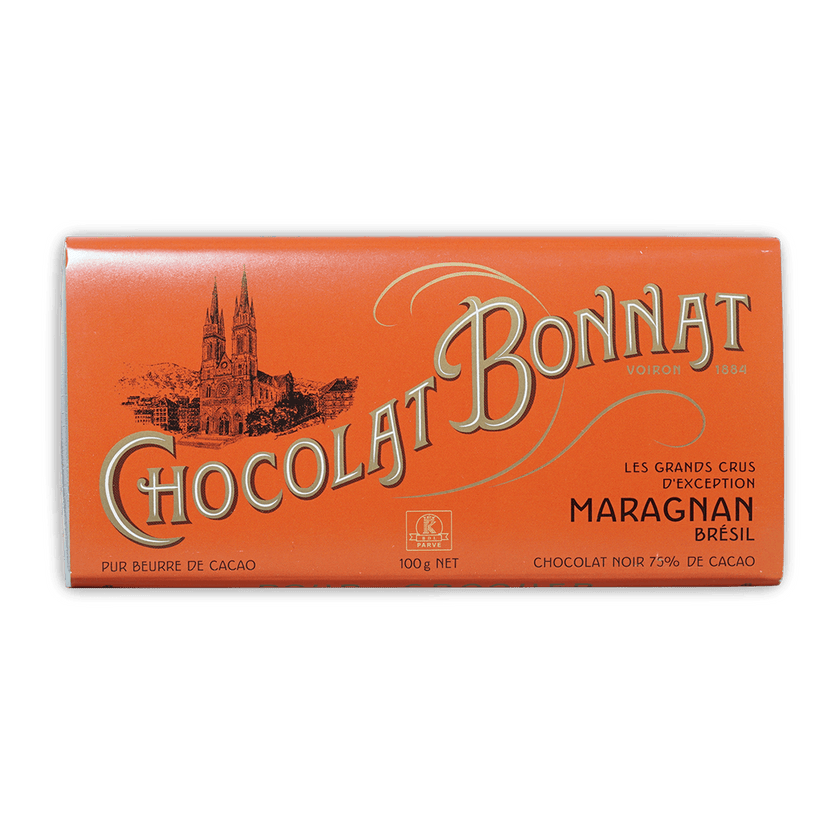 Bonnat Maragnan Brazil 75% dark chocolate box with cathedral art