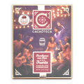 Cacaoteca dark chocolate rum truffles box with festive fire celebration art