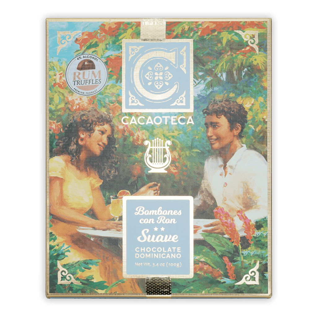 Cacaoteca Milk Chocolate Rum Truffles 12 pcs in decorative box with illustrated couple