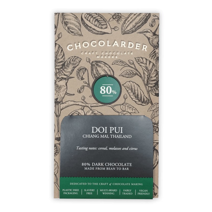 Chocolarder 80% dark chocolate bar from Doi Pui, Chiang Mai, Thailand