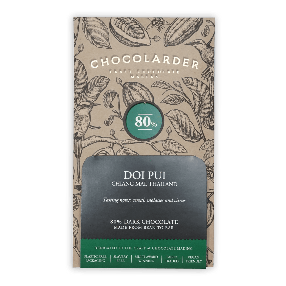 Chocolarder 80% dark chocolate bar from Doi Pui, Chiang Mai, Thailand