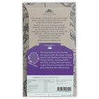 Back of Chocolarder Dark Gola Rainforest 78% bar wrapper with beige purple botanical design