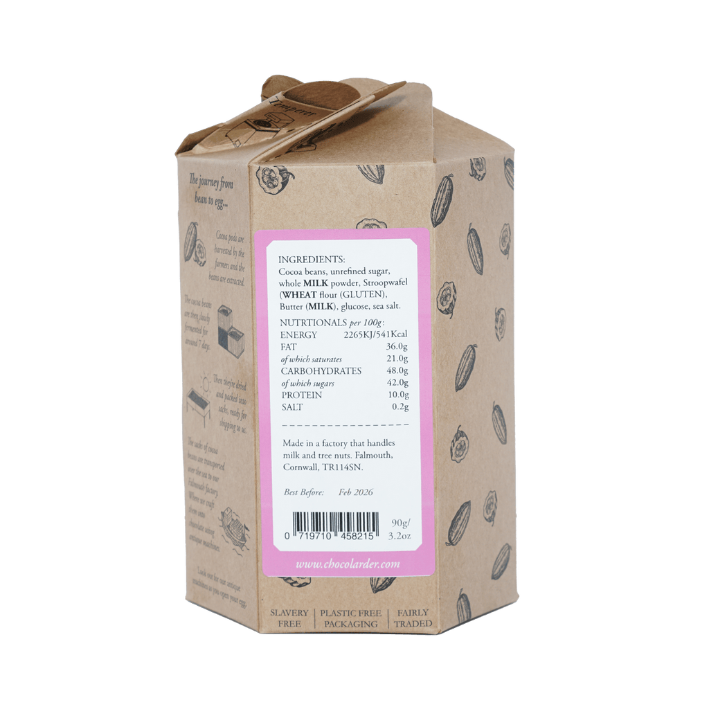 Chocolarder Easter Egg Stroopwafel Milk Chocolate 50% kraft box back
