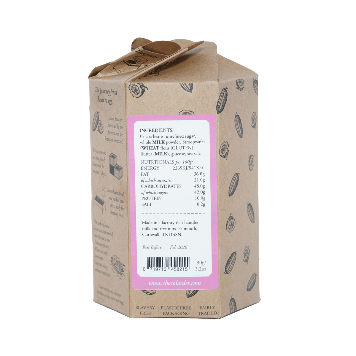 Chocolarder Easter Egg Stroopwafel Milk Chocolate 50% kraft box back