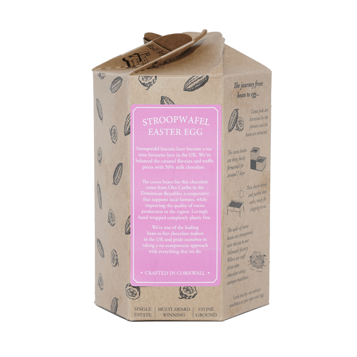 Chocolarder Easter Egg Stroopwafel Milk Chocolate 50% box with pink label