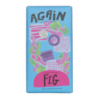 Chocolarder Fig Milk Chocolate 50% bar in vibrant blue pink package with figs leaves