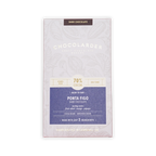 Chocolarder Ponta Figo 70% dark chocolate box with a light grey botanical pattern and blue label on a black background.