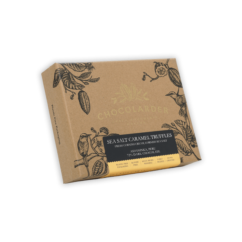 Chocolarder Sea Salt Caramel Truffles Box 12 pcs beige cardboard