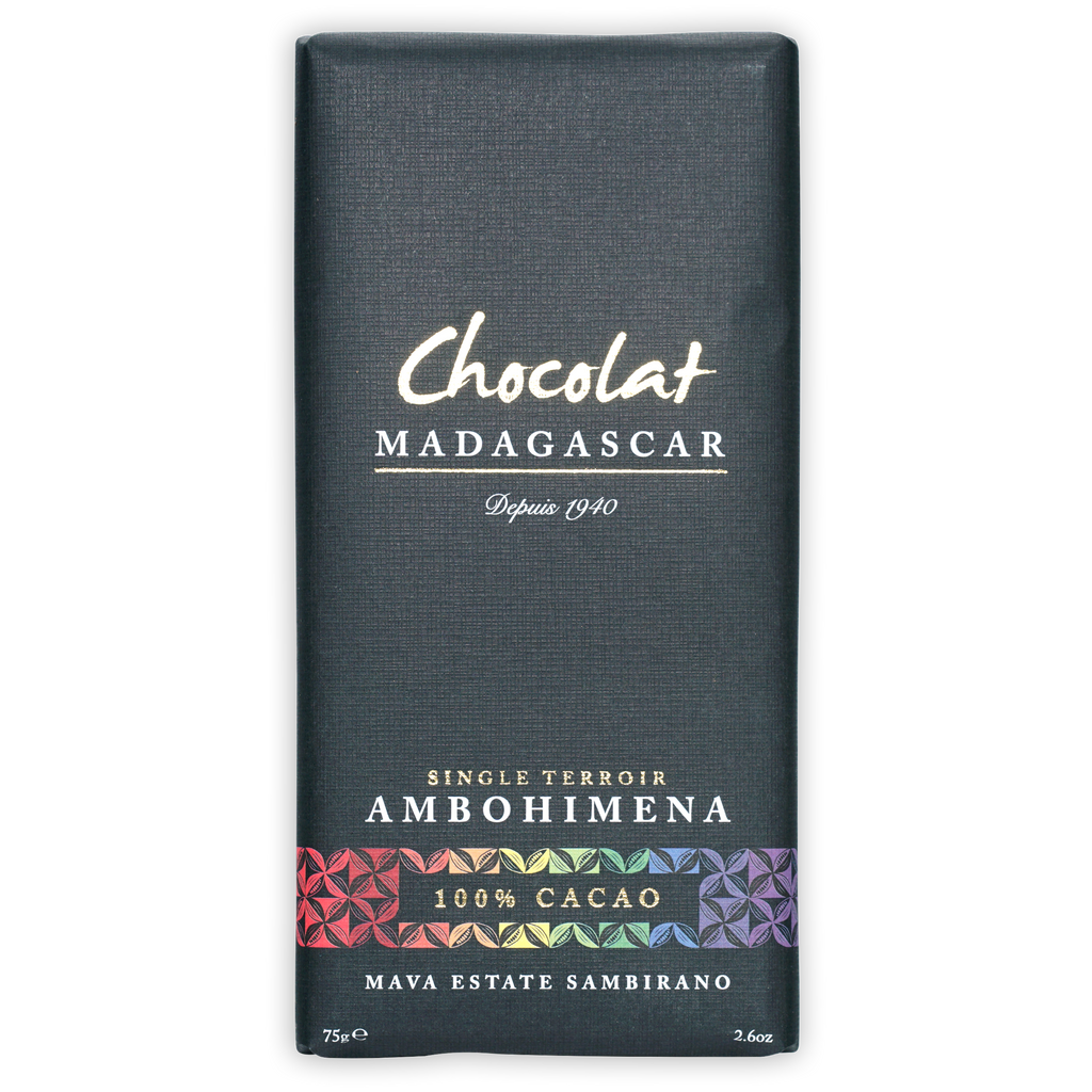 Chocolat Madagascar Dark Mava Ambohimena 100% bar wrapper