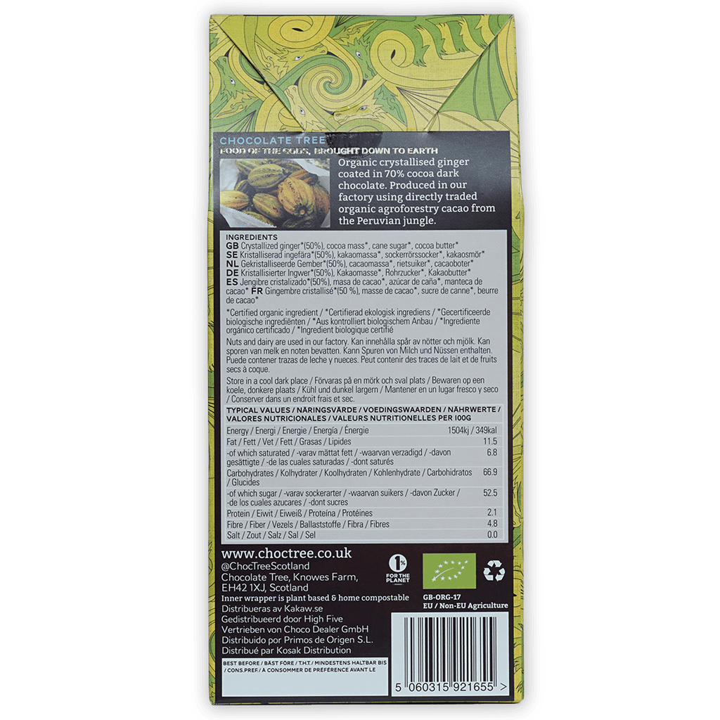 Chocolate Tree 70% dark chocolate ginger bar jungle wrapper
