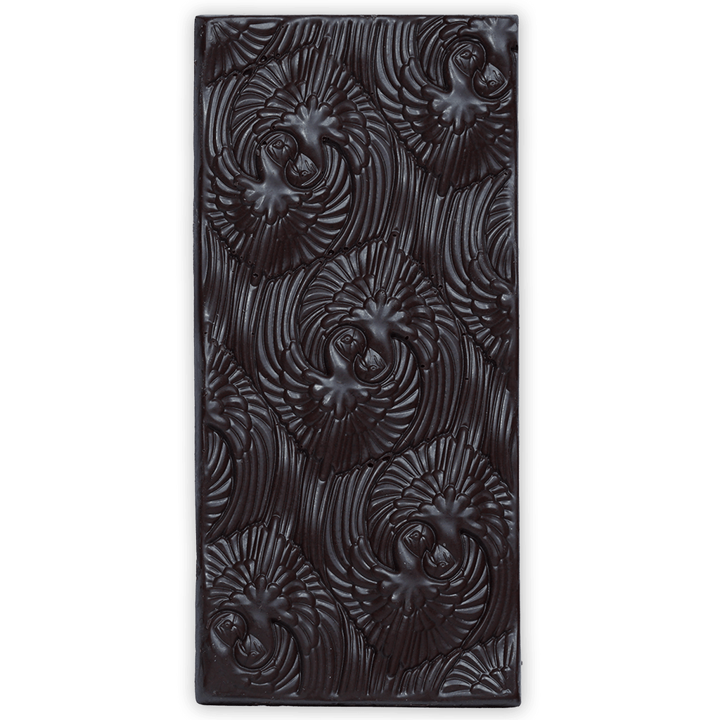Chocolate Tree Dark Mexico Aztec Spice 70% bar with embossed floral pattern