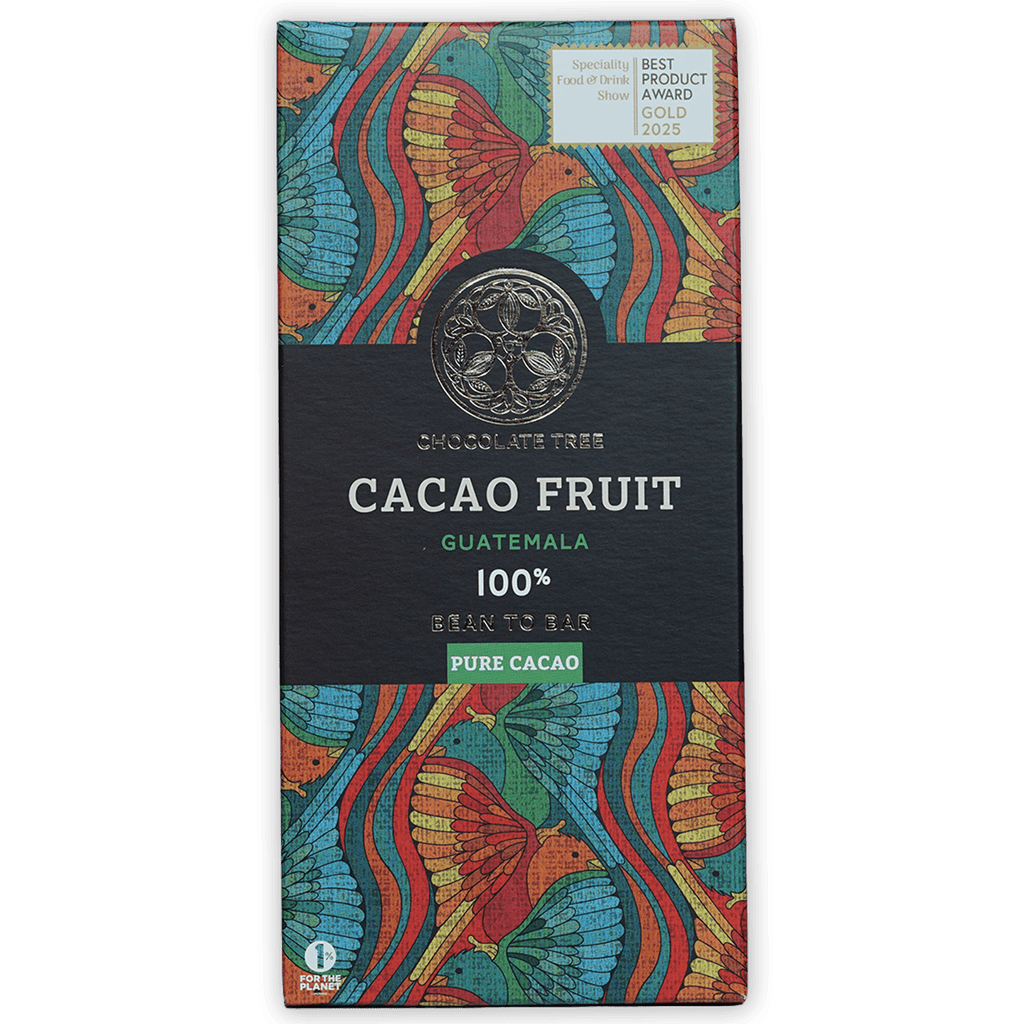 Chocolate Tree 100% pure cacao bar from Guatemala in vibrant wrapper