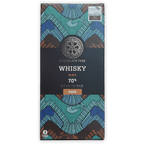 Chocolate Tree Dark Whisky Nibs 70% bar with teal geometric design