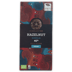 Chocolate Tree Hazelnut Gianduja 40% bean-to-bar chocolate bar with red blue animal wrapper