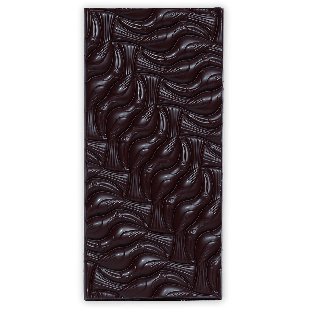 Chocolate Tree Milk w/ Nordic Berries 50% dark chocolate bar with raised bird designs