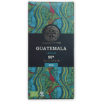 Chocolate Tree Guatemala Lachua 50% milk bar wrapper with teal birds
