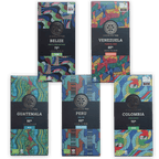 Chocolate Tree Single Origin Bars Bundle: 5 rectangular bars with colorful abstract art