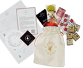 Cream drawstring bag with gold Bar and Cocoa logo for Corporate Chocolate Tasting Kit