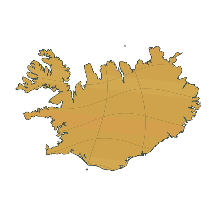 Iceland atlas map outline