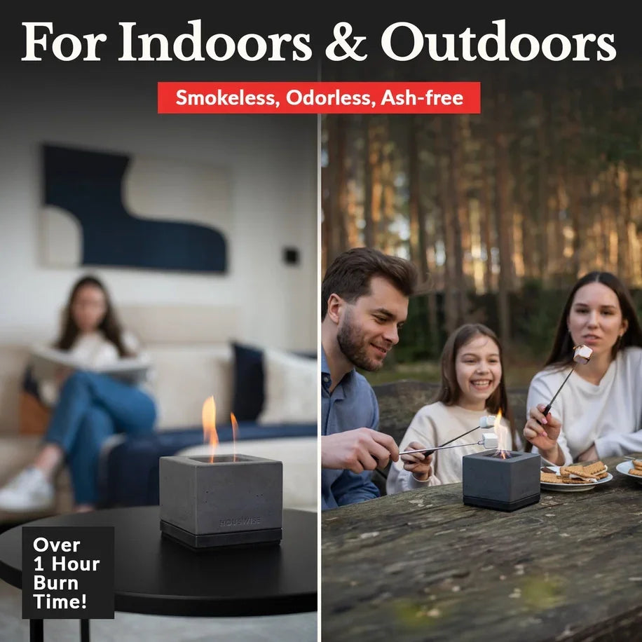 Gray concrete fire pit with Gourmet S’mores Kit w/ Chocolate