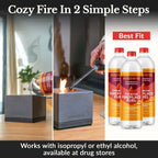 Gray concrete house fireplace fuel bottle with red cap in Gourmet S’mores Kit