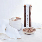 Dandelion House 70% hot chocolate mix jar with cork and mug