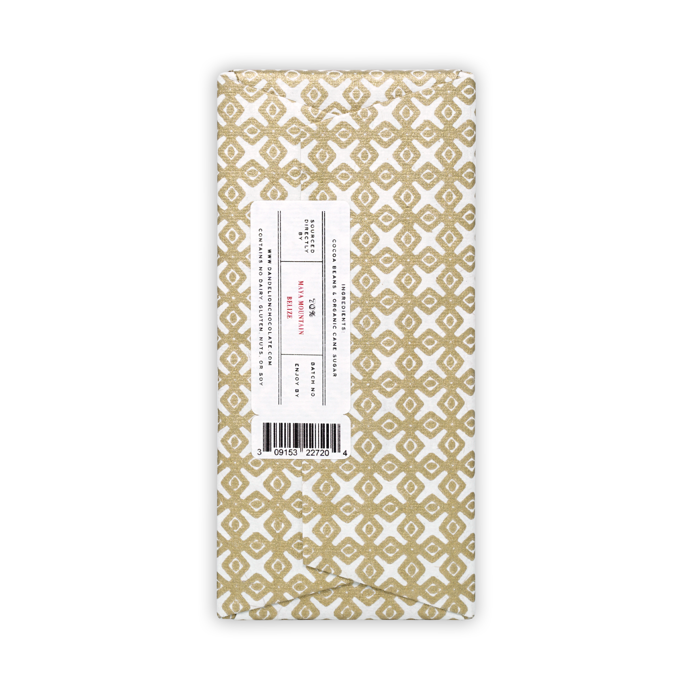 Dandelion Maya Mountain Belize 70% organic cocoa beans package