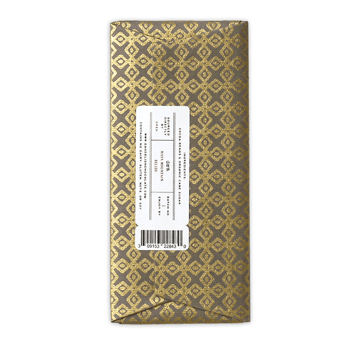 Dandelion Maya Mountain Belize 85% chocolate bar in gold foil