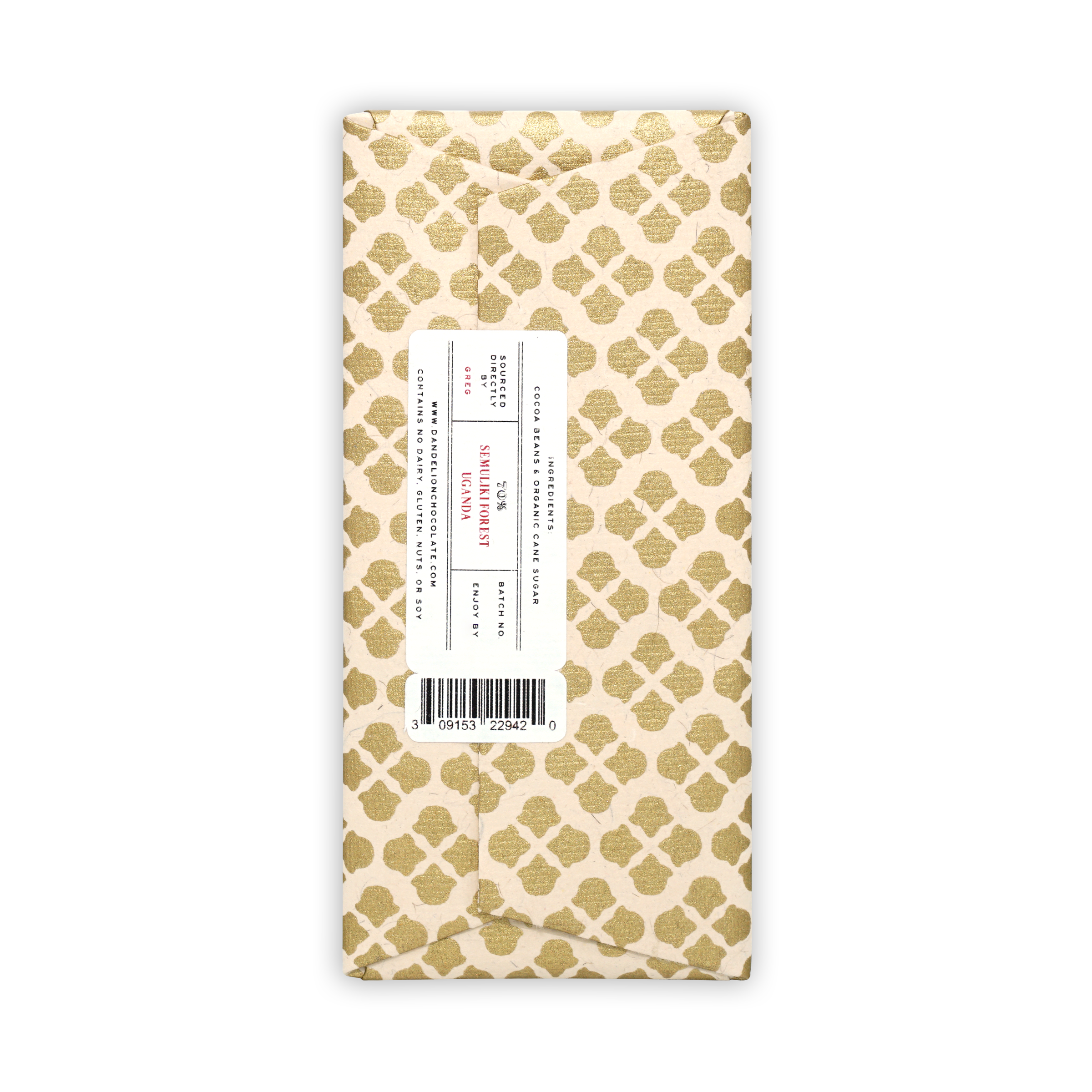 Dandelion Semulki Forest Uganda 70% chocolate bar by Souders